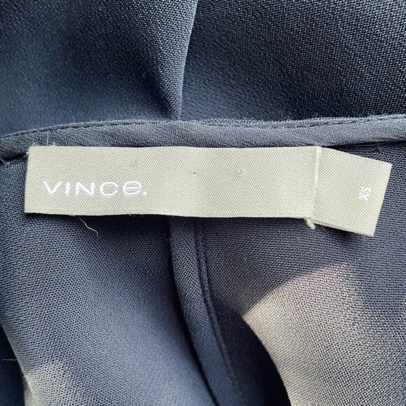 Vince Dress V-Neck Popover Long Sleeve Tunic Navy Blue Size XS Minimalist Simple - Picture 9 of 13